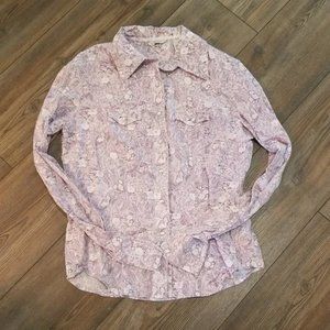 Maurice's Purple Paisley Pearl Snap Top Medium